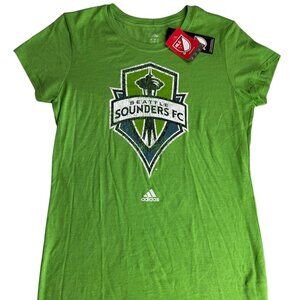 New NWT MLS Seattle Sounders Soccer T Shirt Size Women's L Cap Sleeve Tee Green